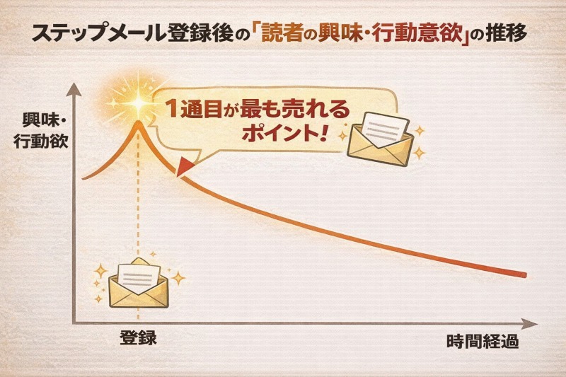 ステップメール登録後の興味推移