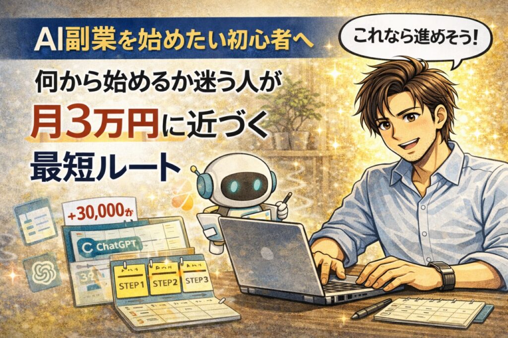 AI副業を始めたい初心者へ｜何から始めるか迷う人が月3万円に近づく最短ルート