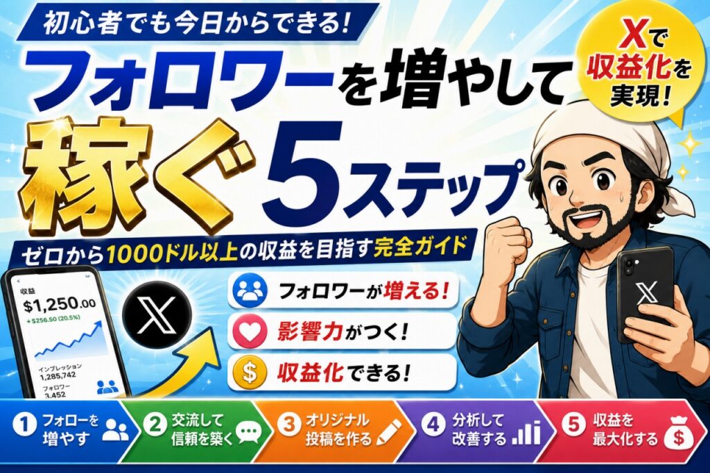 Xフォロワーの増やし方【初心者向け】｜100人から収益化を目指す最短ルートとは？