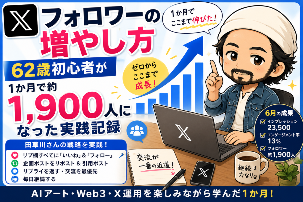 Xフォロワーの増やし方｜62歳初心者が1か月で約1,900人になった実践記録